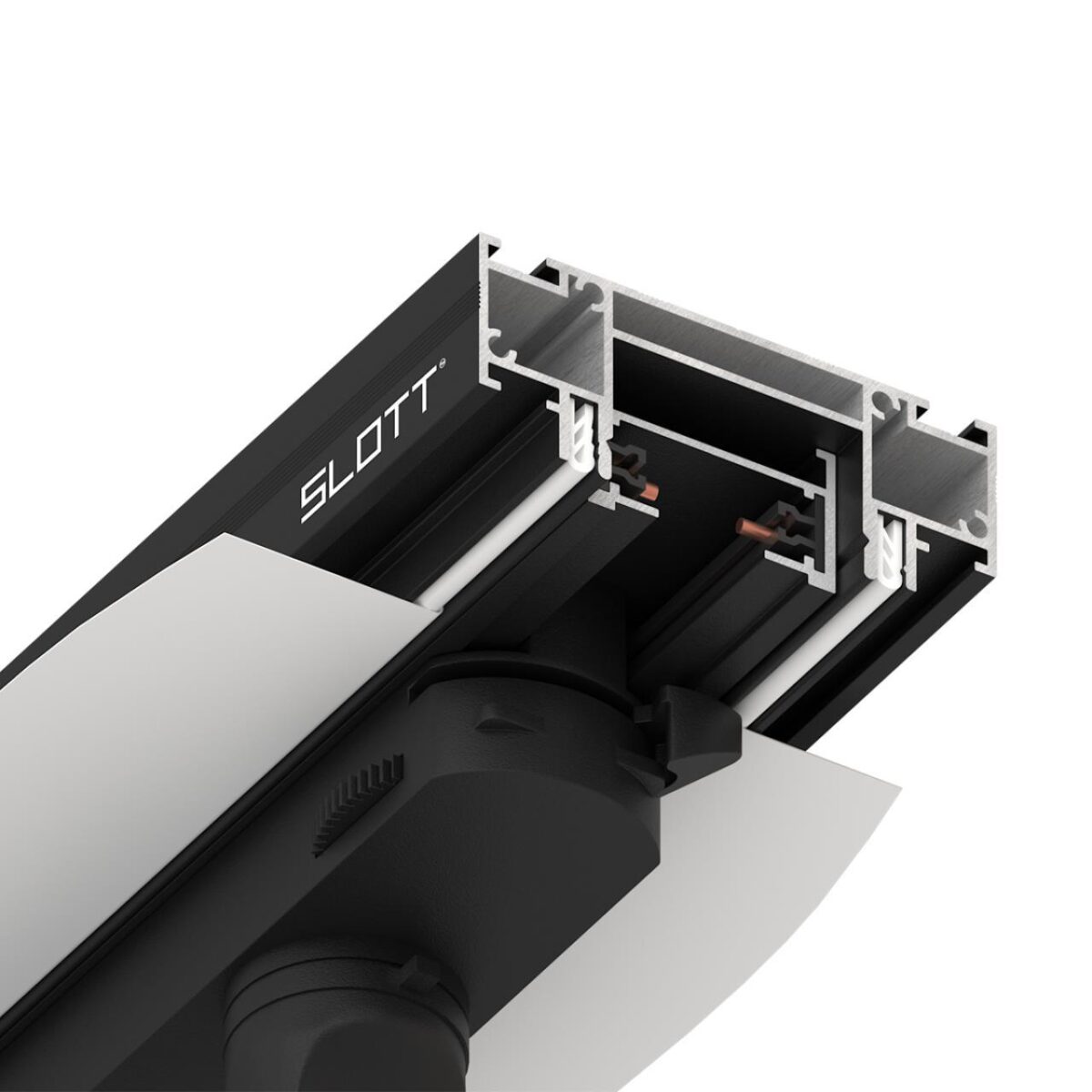 135191 NT23 086 черный Интрудер (профиль) для встраивания однофазного трека в натяжной потолок, 2м IP20 — изображение 3