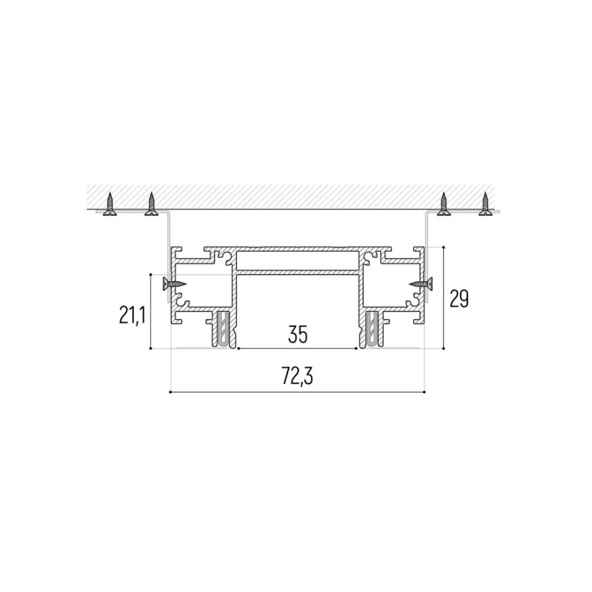 135192 NT23 086 белый Интрудер (профиль) для встраивания однофазного трека в натяжной потолок, 2м IP20 — изображение 2