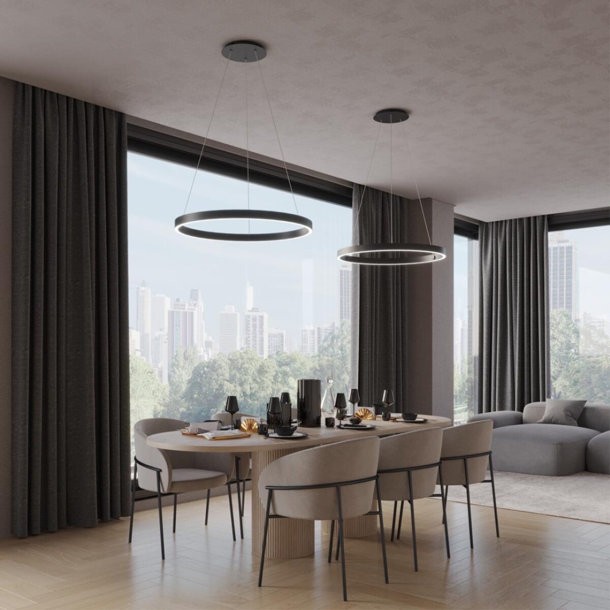 359450 OVER NT24 296 черный Светильник подвесной диммир. со сменой цв.темпер. (пульт ДУ/прилож. Smart Life) IP20 LED 50/12W 85-265V 3000-6000К SOTTO — изображение 8