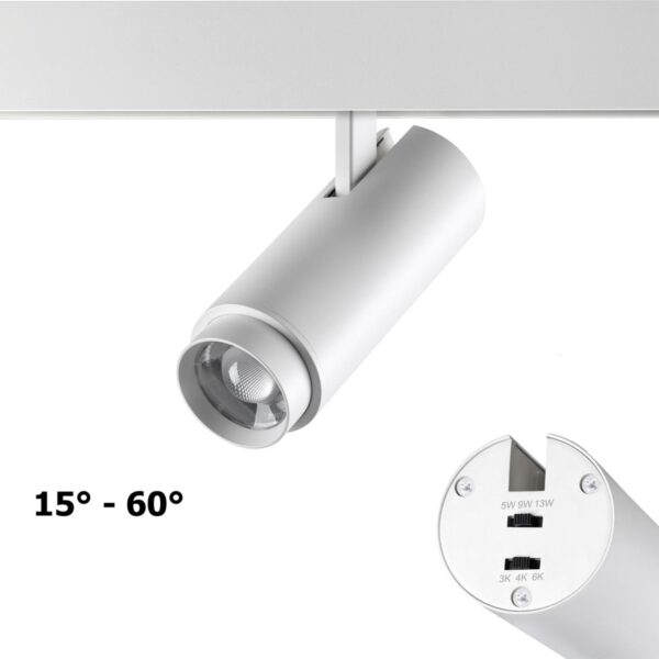 359206 SHINO NT23 070 белый Трековый светильник для низков. шинопровода с переключ. цветовой температуры и мощности IP20 LED 3000К4000К6000К 5W/9W/1