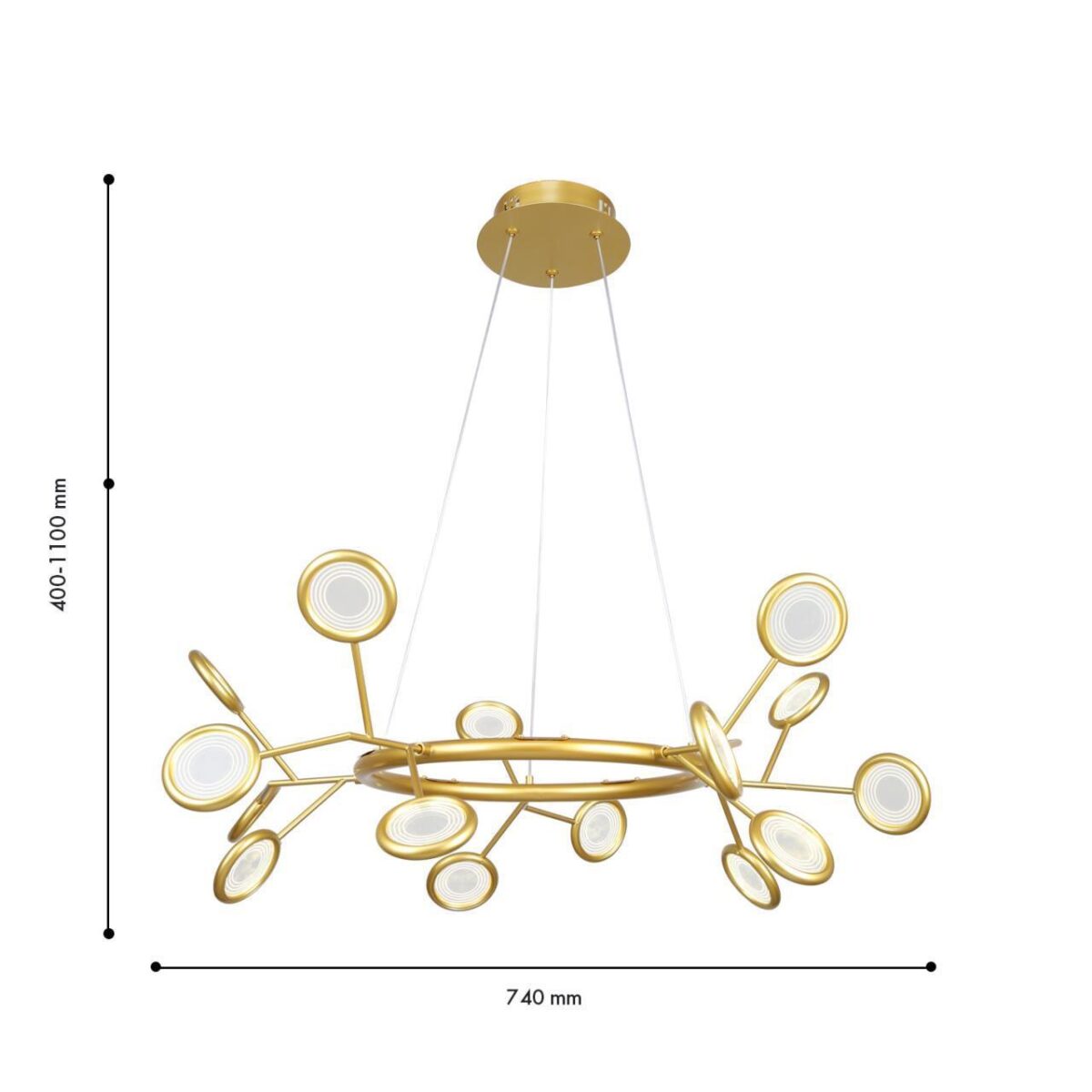 4253-15P, подвесная люстра, D740xH400/1100, 15xLEDx3W, 3825LM, 4000K, included — изображение 3
