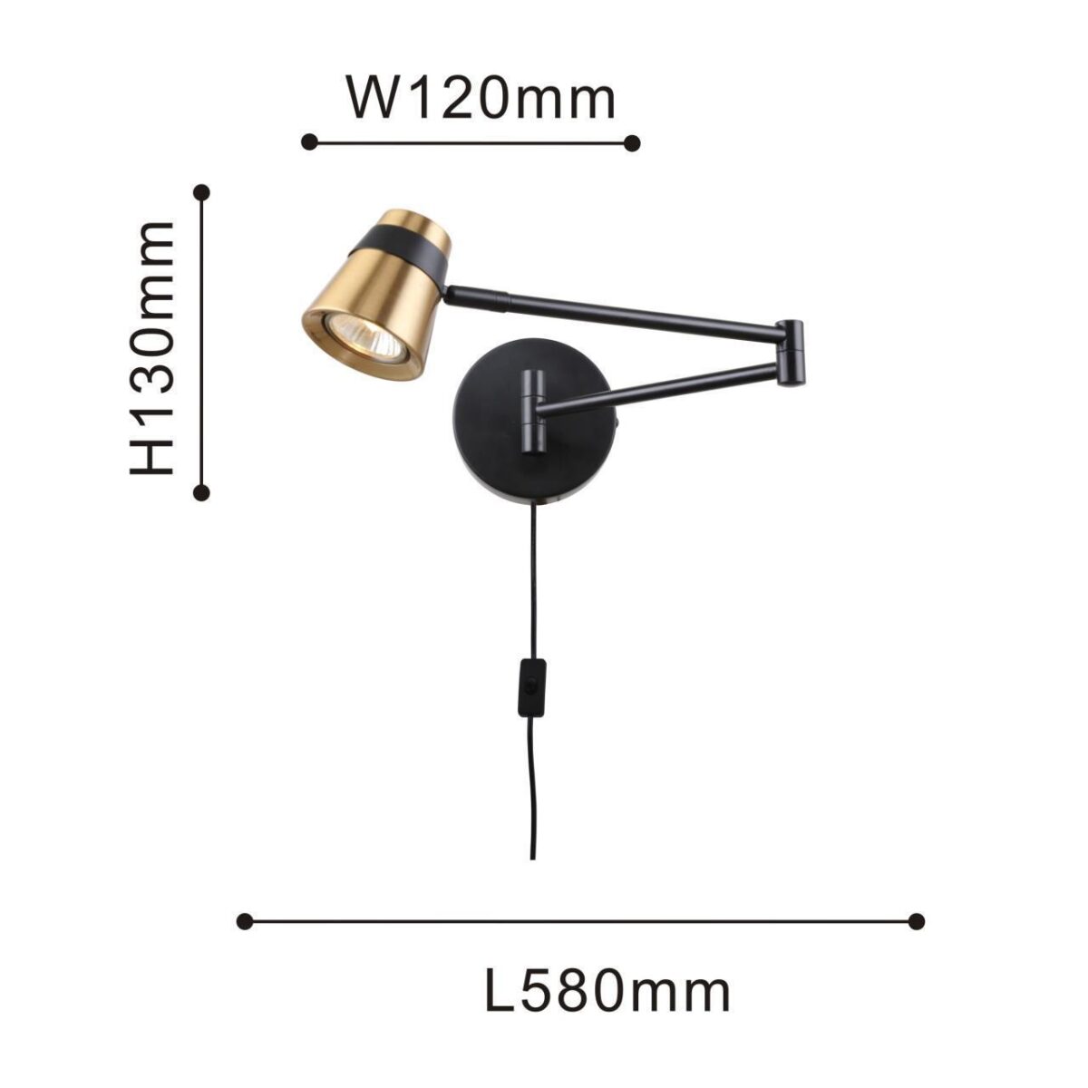 4223-1W, настенный светильник, D580xW120xH130, 1xGU10x35W, excluded, switch — изображение 2