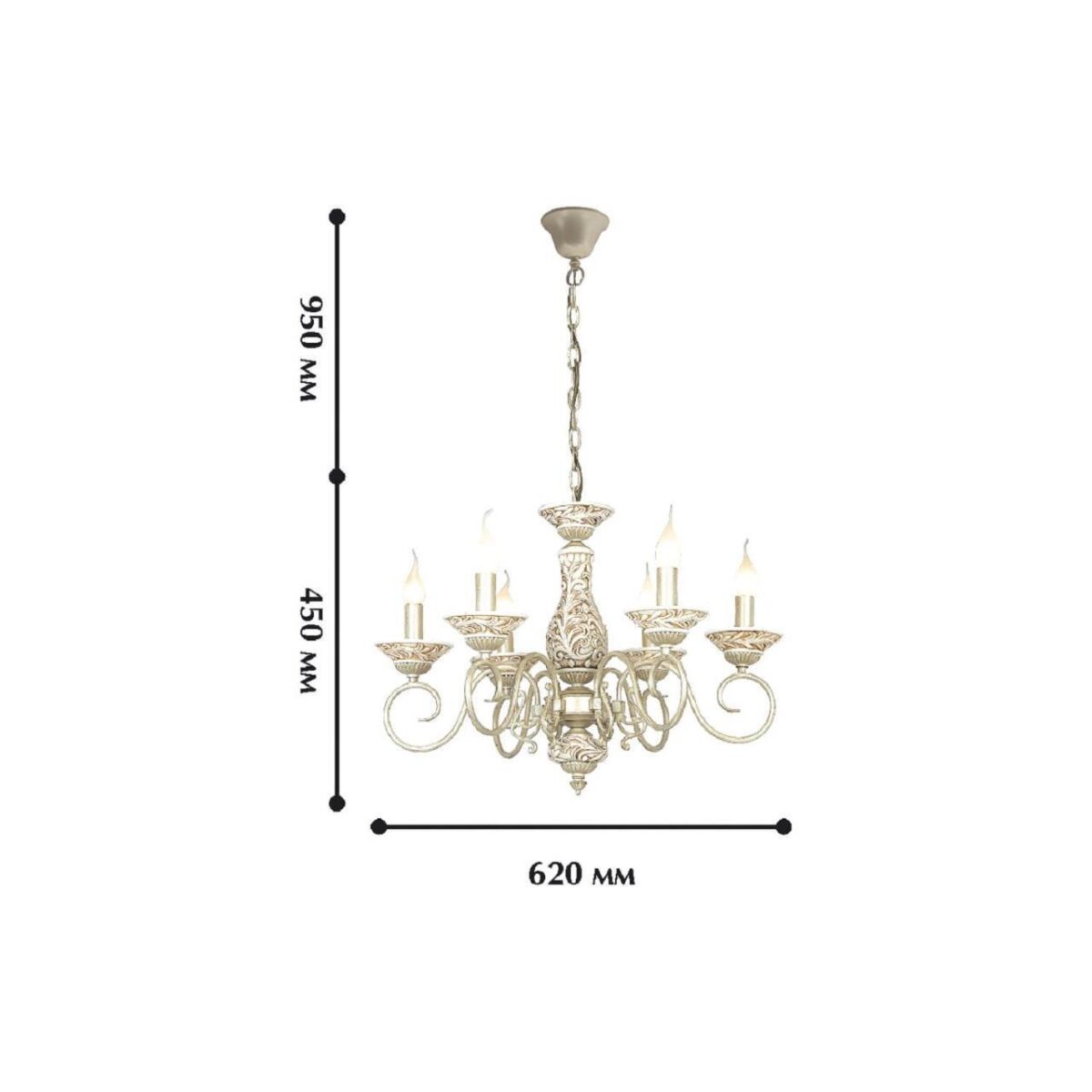 1141-6P, люстра подвесная, D620xH450/1400, 6xE14x60W, excluded — изображение 2