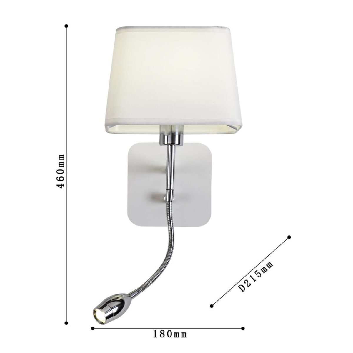 1687-2W, настенный светильник, D215xW180xH460, 1xE14x40W, excluded + 1xLEDx1W, 80LM, 4000K, included, switch — изображение 3