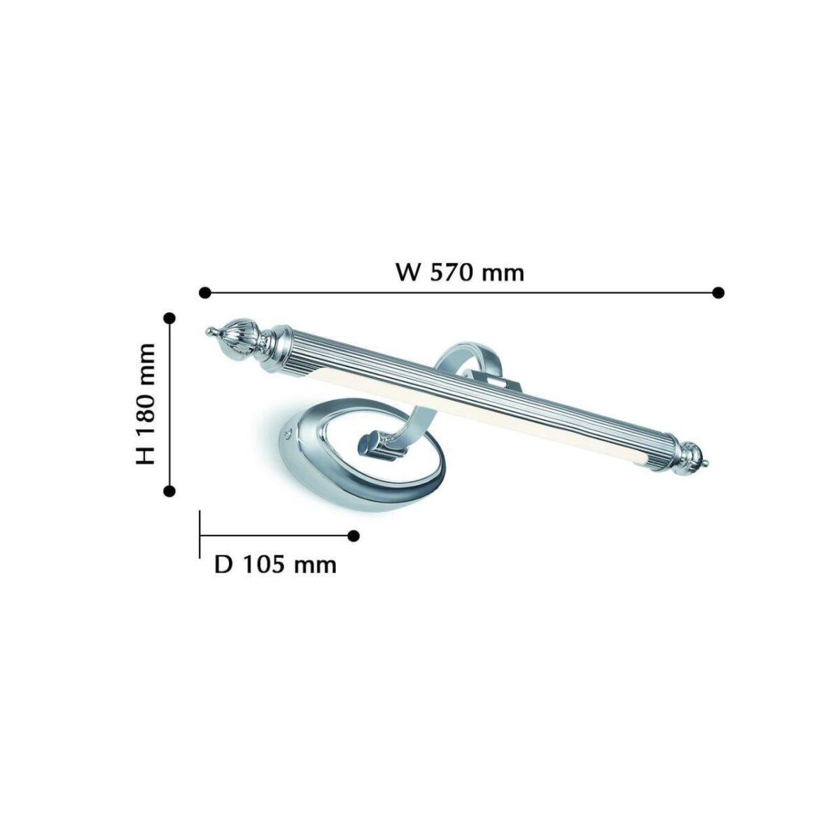 2434-1W, настенный светильник, D200xW550xH120, 1xLEDx8W, 640LM, 4000K, IP44, included — изображение 2