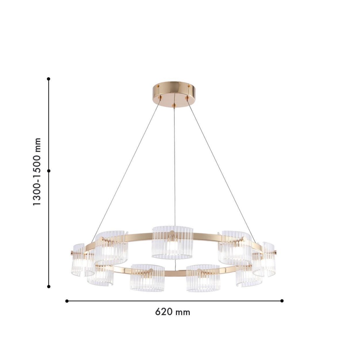4248-9P, подвесная люстра, D620xH1300/1500, 9xLEDx5.5W, 1080LM, 4000K, included — изображение 2