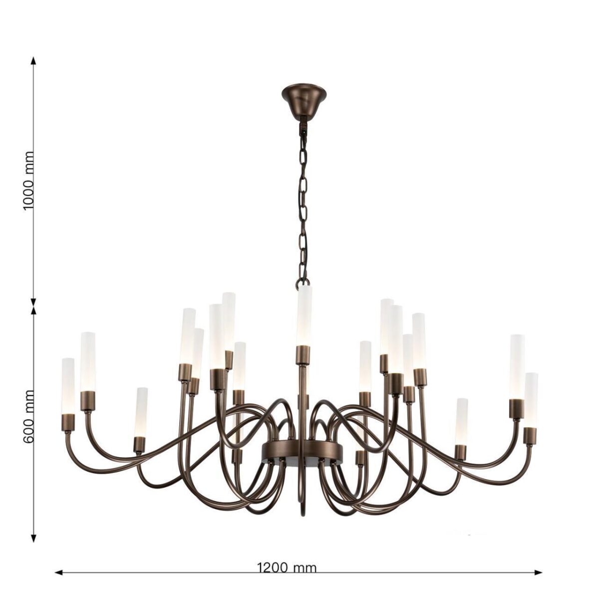 3014-20P, подвесная люстра, D1200xH680/1680, 20xG9LEDx7W, 4900LM, 3000K, included — изображение 3