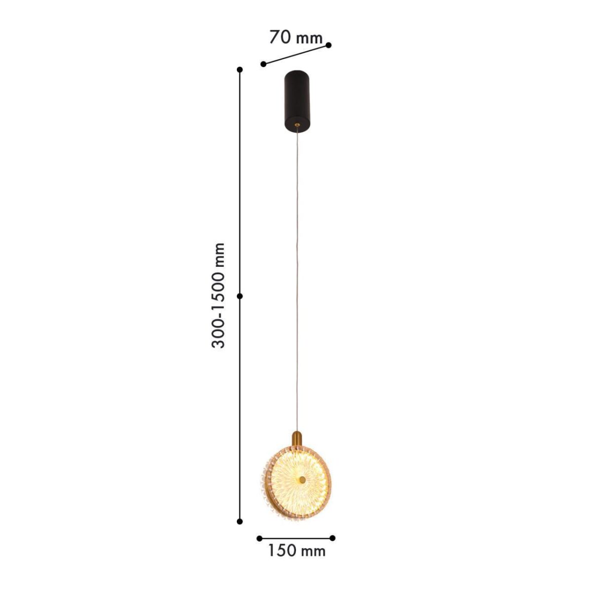 4488-1P, подвес, L150xW70xH300/1500, LEDx6W, 410LM, 4000K, included — изображение 2