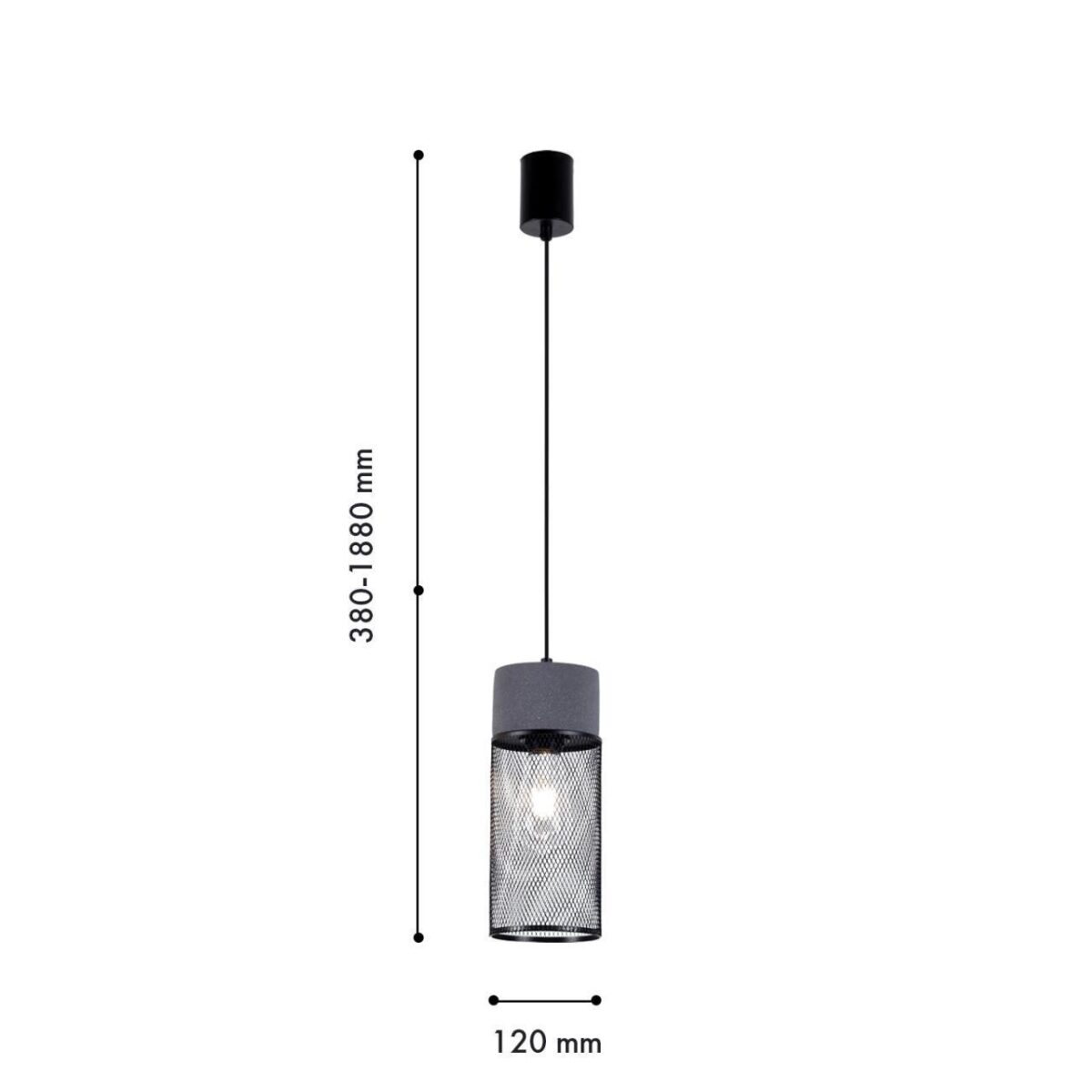 4273-1P, подвес, D120xH380/1880, 1xE27x60W, excluded — изображение 3