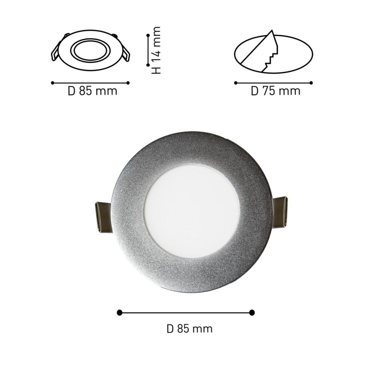 1660-3C, врезной светильник, D85xH14, cutout:D75, 3xLEDx3W, AC:100-240V, IP21, 230LM, 4000K, included — изображение 3