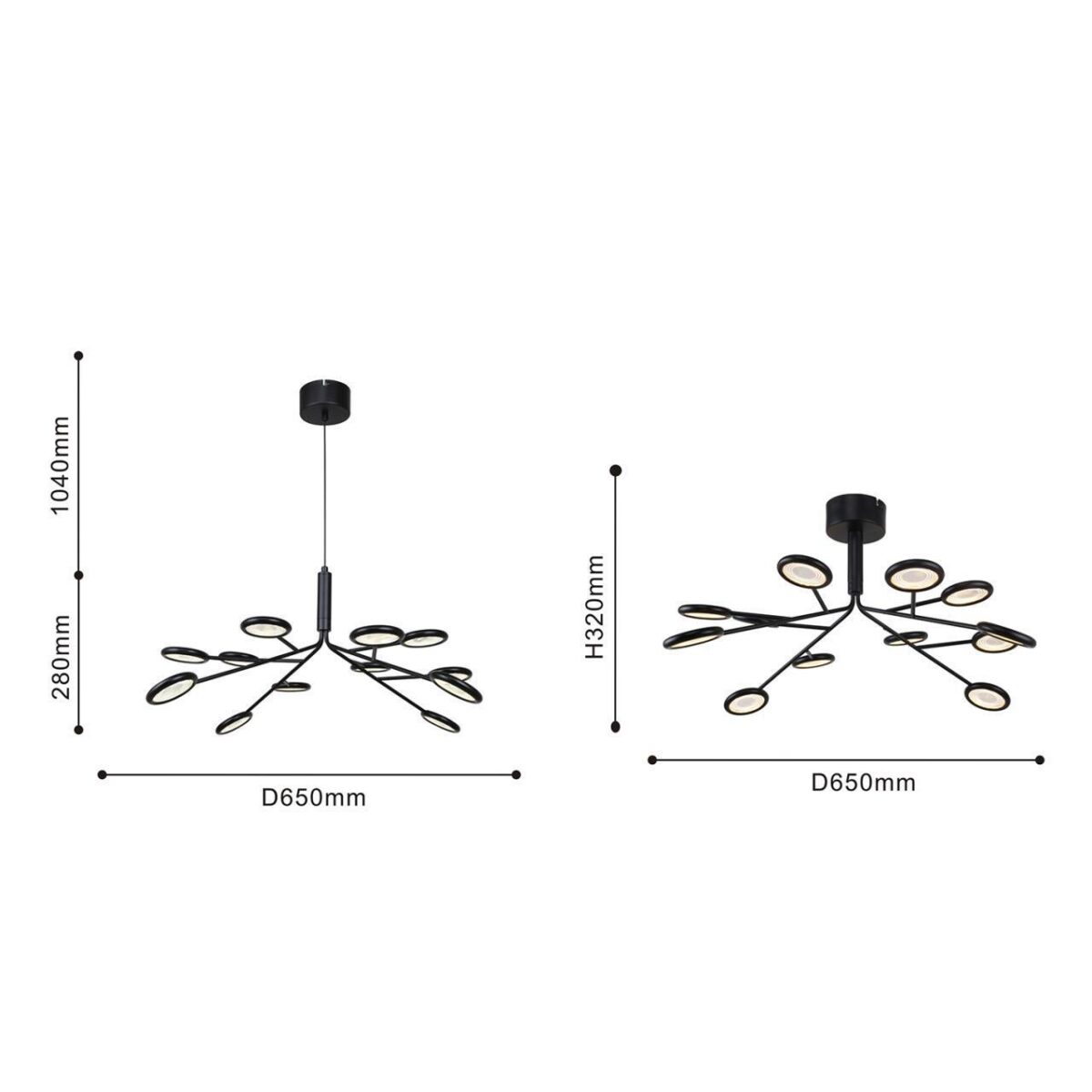 4252-12P, подвесная/потолочная люстра, D650xH320/1320, 12xLEDx3W, 3060LM, 4000K, included — изображение 3