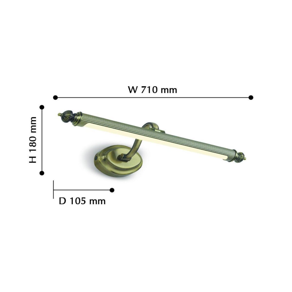 2435-2W, настенный светильник, D200xW710xH120, 1xLEDx10W, 800LM, 4000K, IP44, included — изображение 2