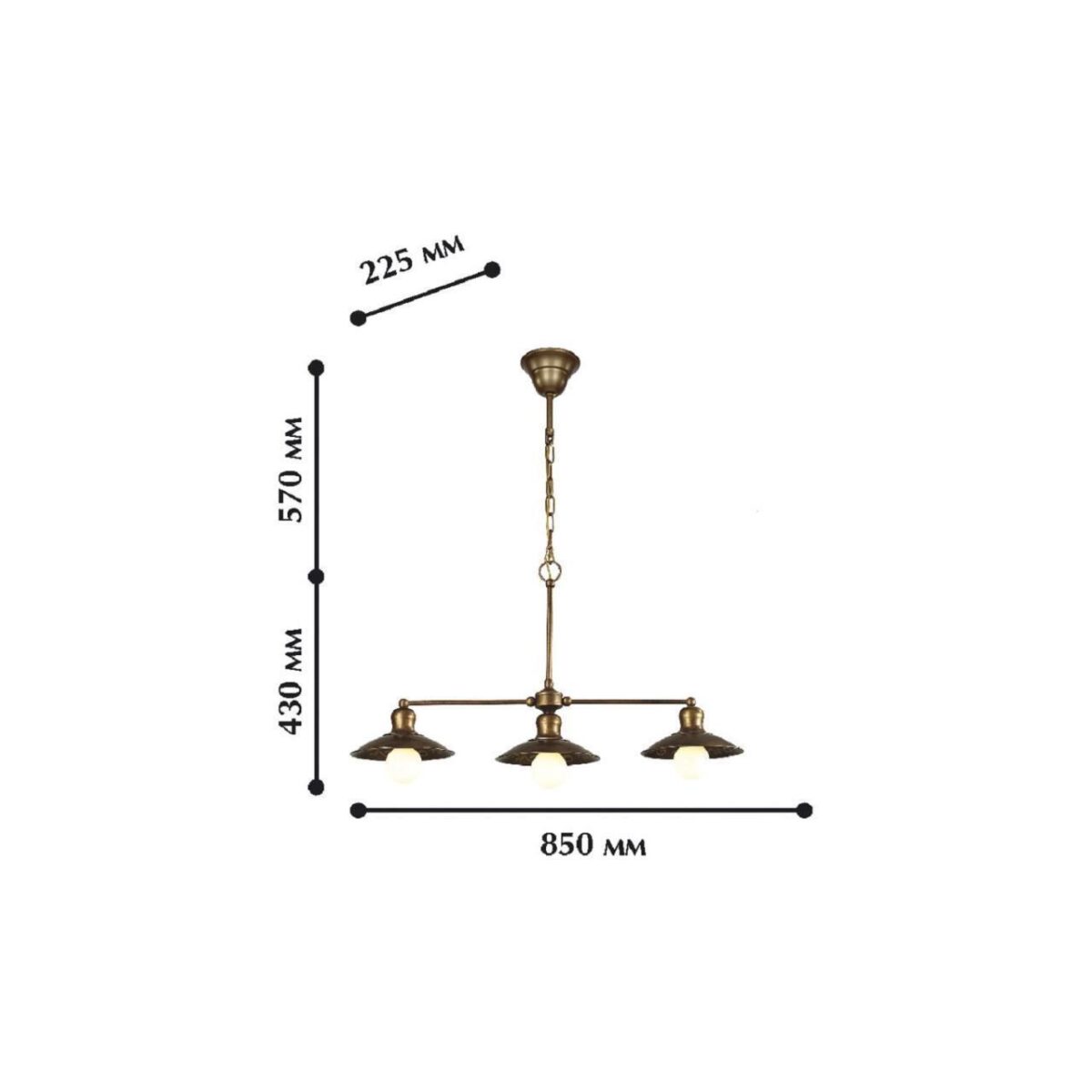 1214-3P1, люстра подвесная, L850xW225xH420/1620, 3xE27x60W, excluded — изображение 2