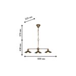 1214-3P1, люстра подвесная, L850xW225xH420/1620, 3xE27x60W, excluded — изображение 2