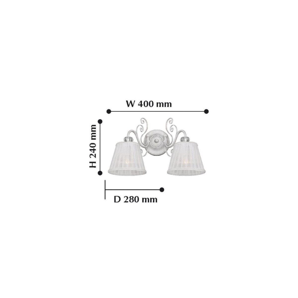 2150-2W, настенный светильник, D280xW400xH240, 2xE14x40W, excluded — изображение 3