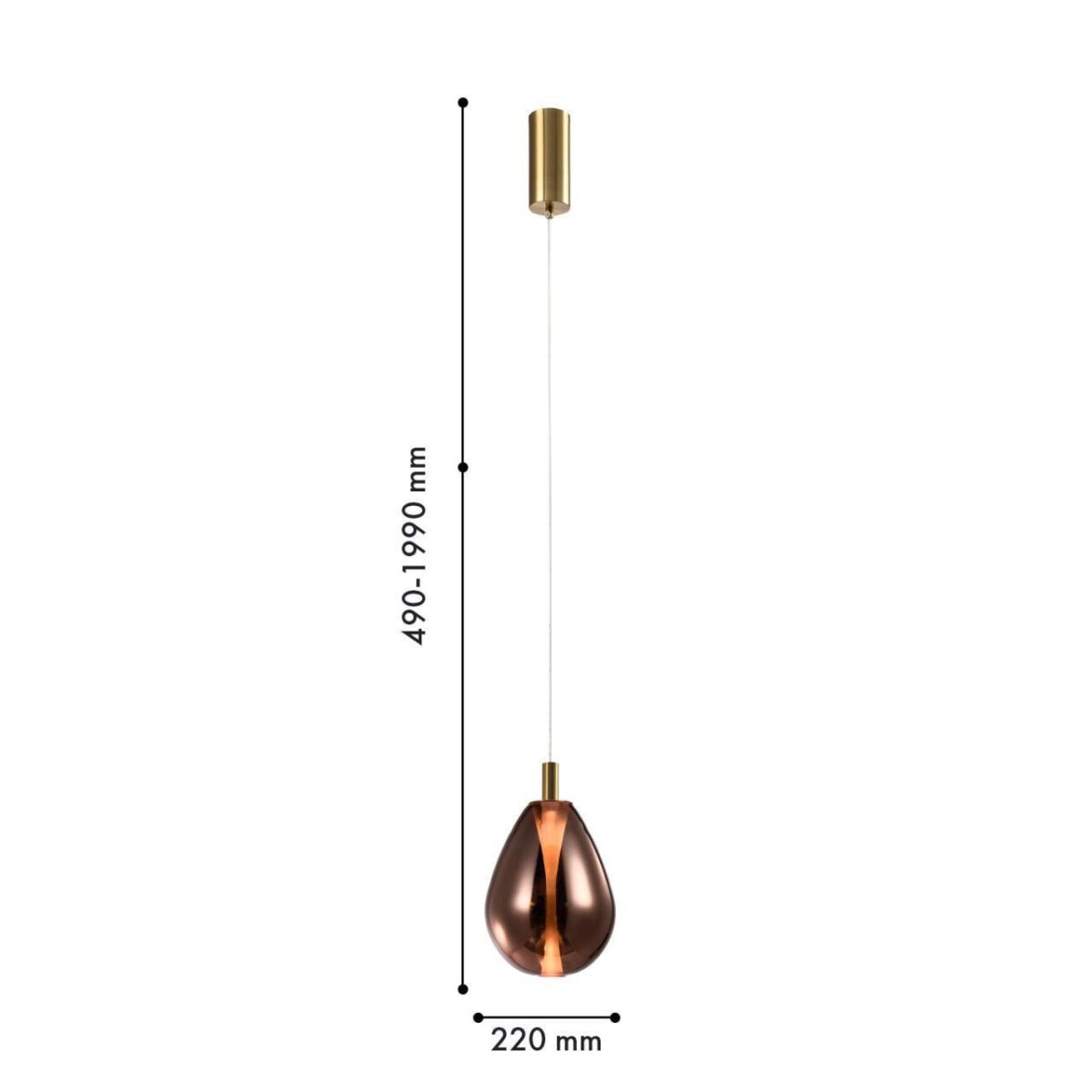 4256-2P, подвес, D220xH490/1990, LEDx4.3W, 520LM, 4000K, included — изображение 2