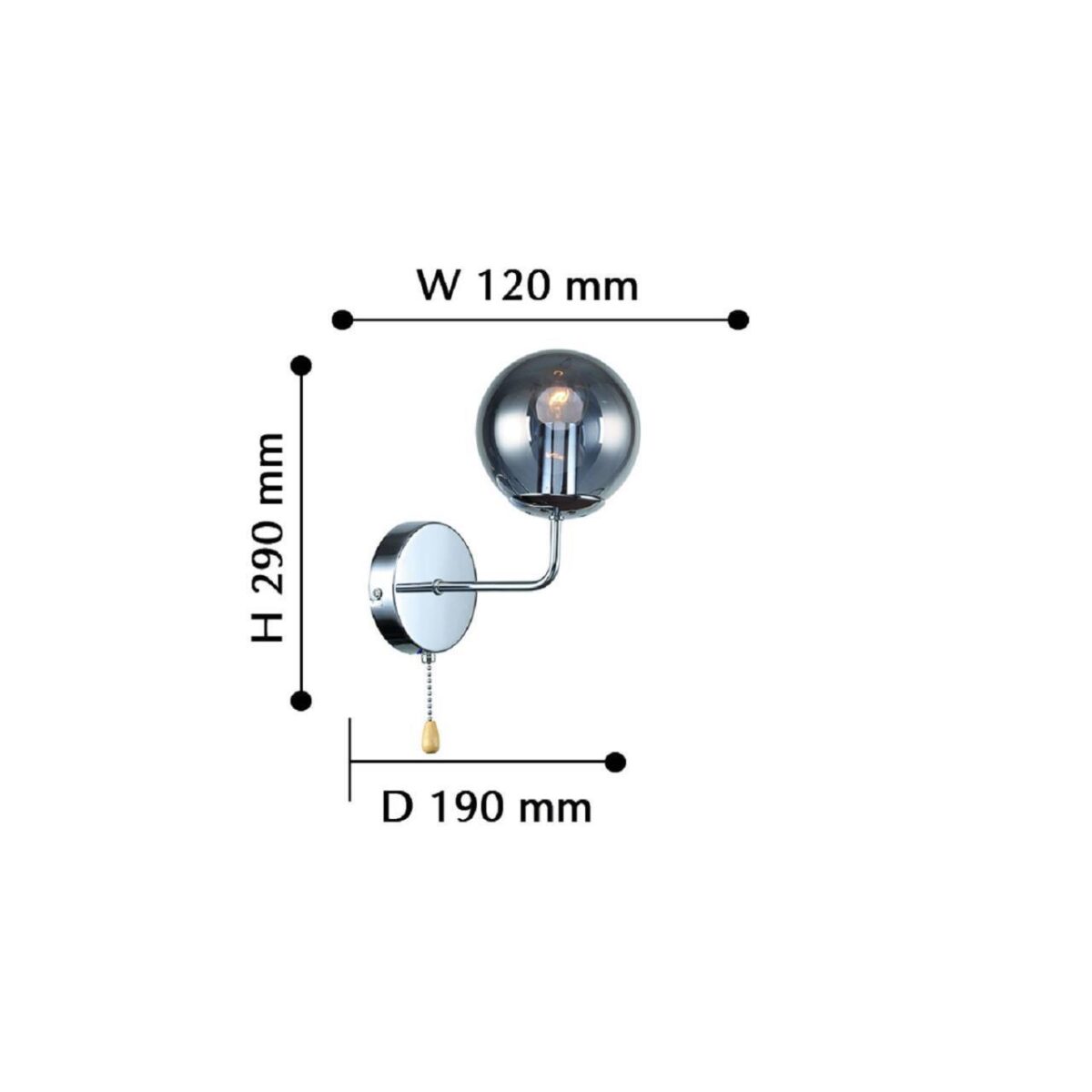 2345-1W, настенный светильник, D190xW120xH290, 1xE14x40W, excluded, switch — изображение 3