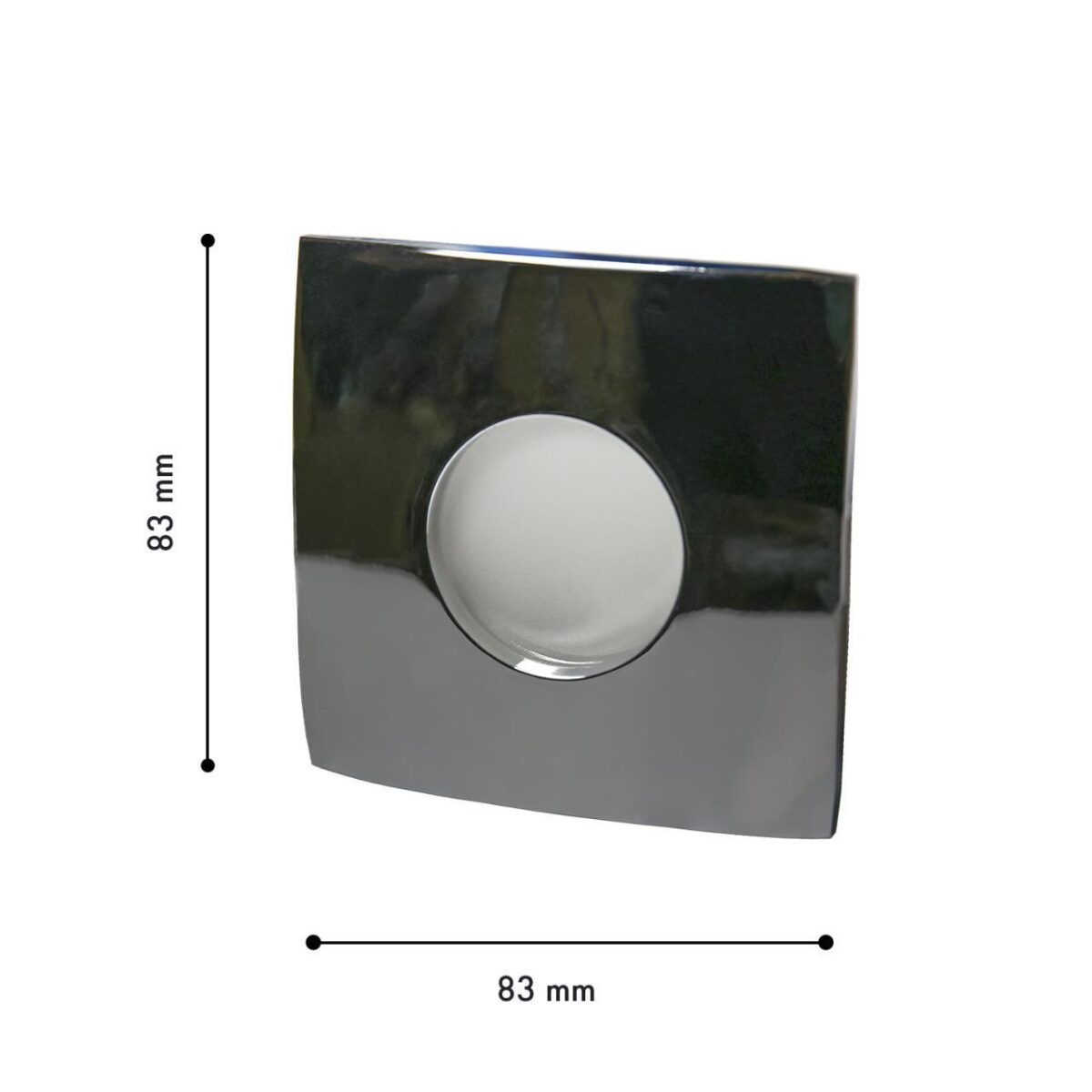 2593-1C, светильник врезной, лампа в комплекте, размеры L*H: 83*83 мм, диаметр монтажного отверстия 73 мм, материал алюминий, цвет хром, степень защиты: IP44, мощность лампы 5W, тип лампы MR16, цоколь GX53 — изображение 2