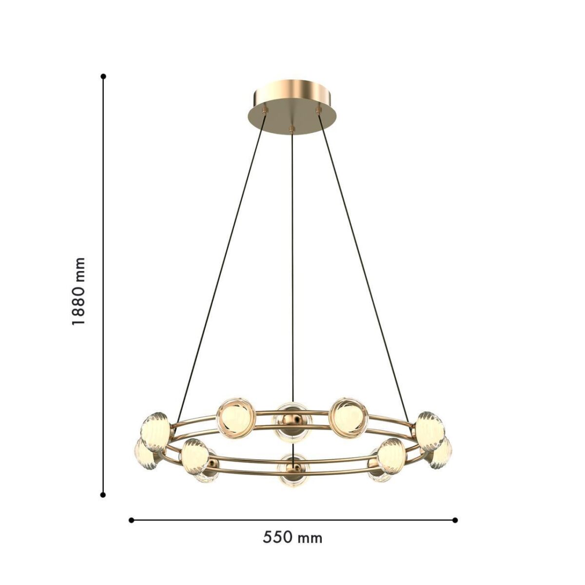 4382-12P, подвесная люстра, D550xH1880, 12xLEDx3.3W, 2800LM, 4000K, CRI>90, included — изображение 3