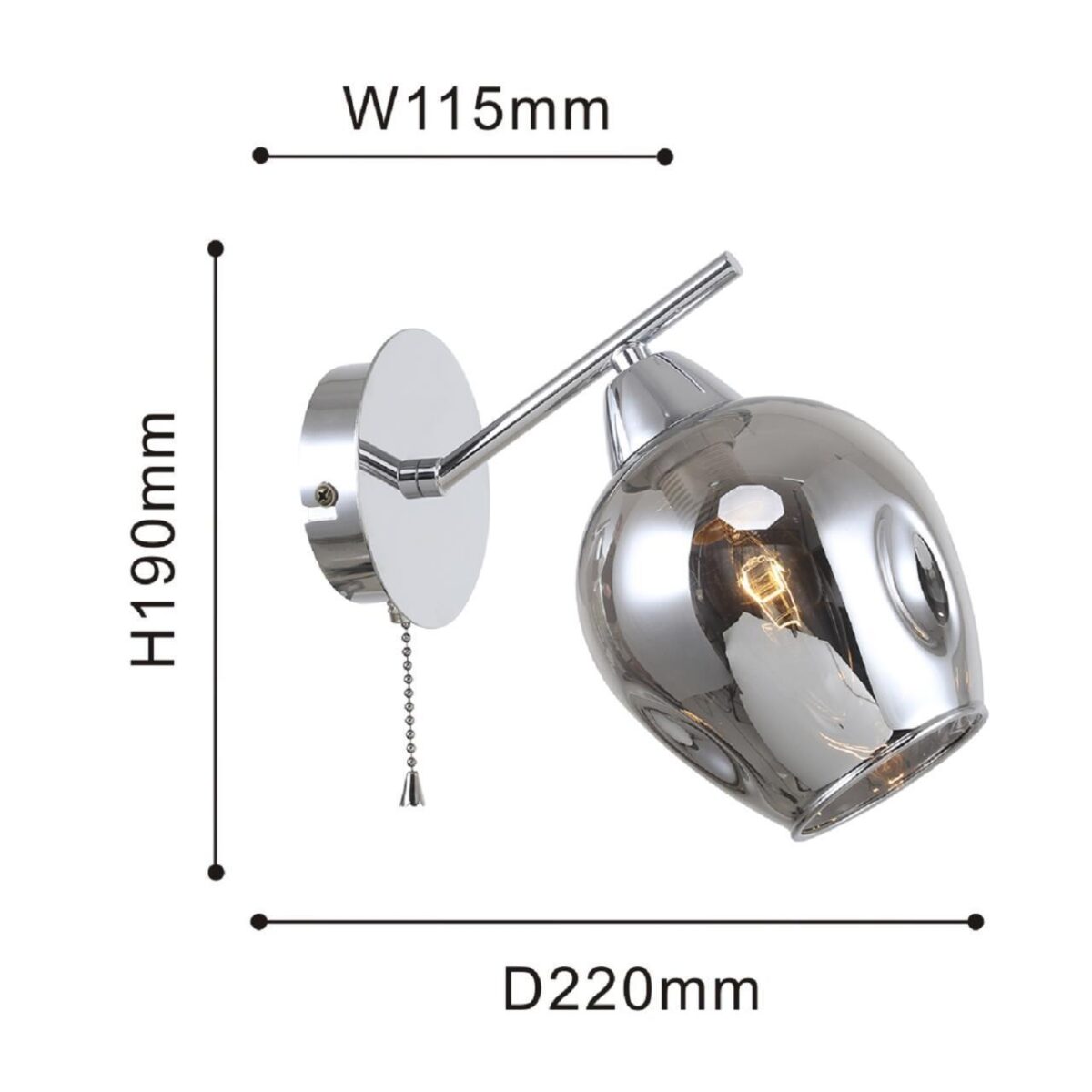 2657-1W, настенный светильник, D220xW115xH190, 1xE14x40W, excluded, switch — изображение 3