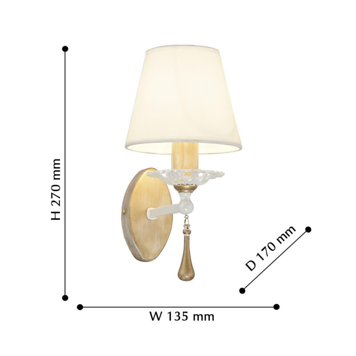 2635-1W, настенный светильник, D170xW135xH270, 1xE14x40W, excluded — изображение 3