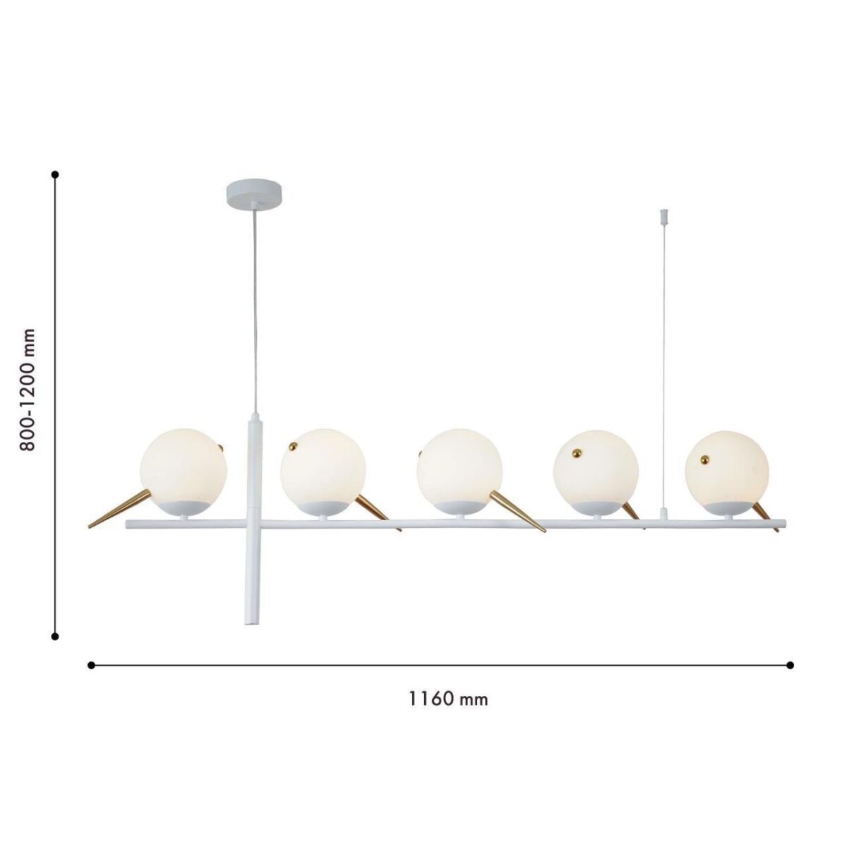 4107-5P, подвесная люстра, L1160xW150xH800/1200, 5xE27x60W, excluded — изображение 2