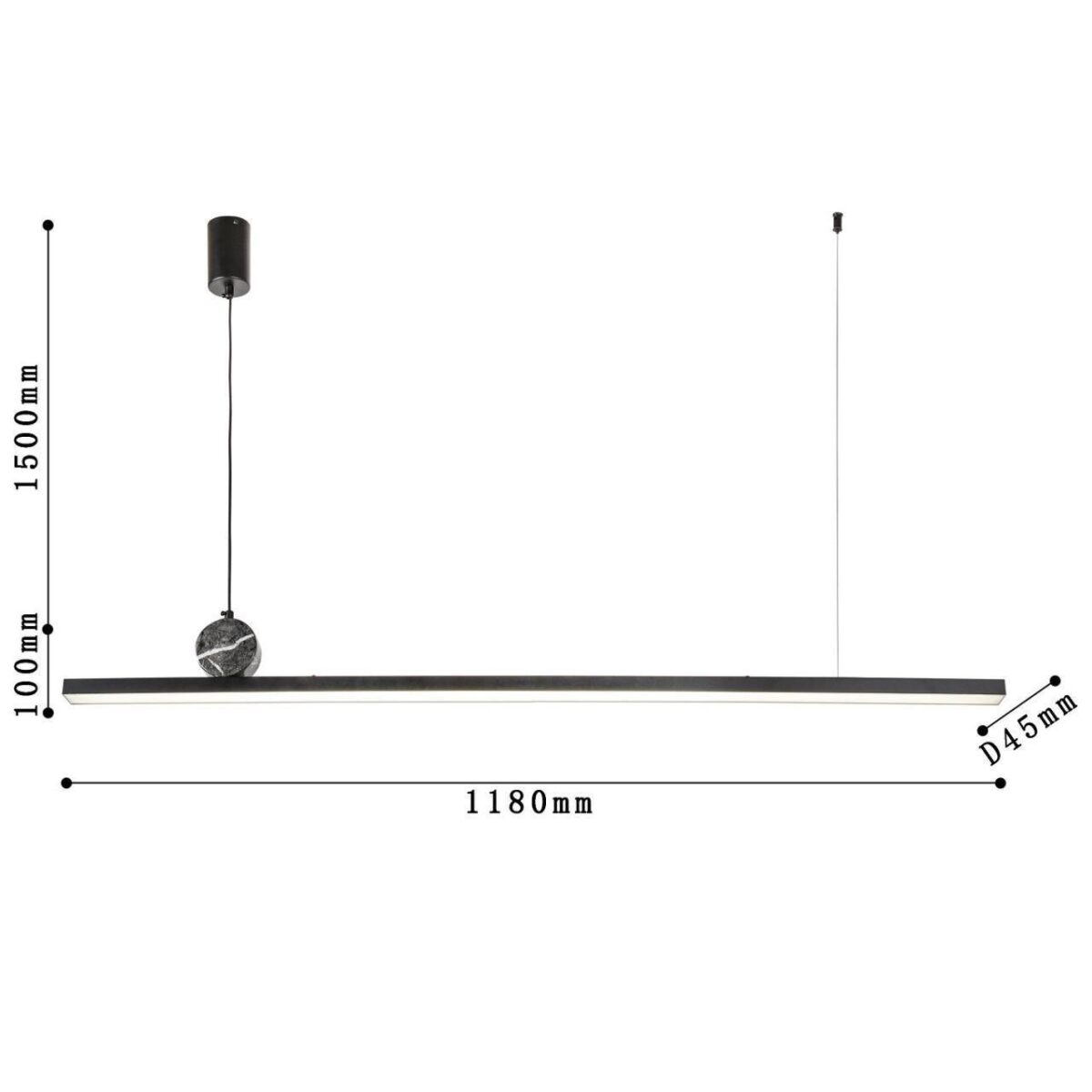 4060-2P, подвесная люстра, L1180xW45xH100/1600, LEDx47W, 3760LM, 4000K, included — изображение 3