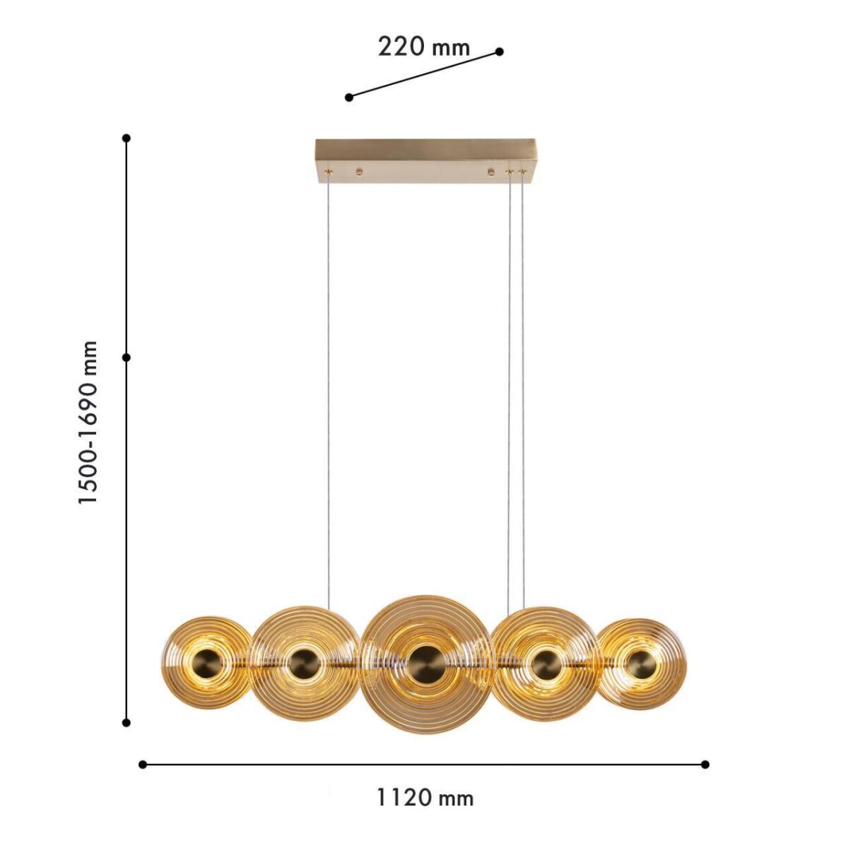 4571-10P, подвесная люстра, L1120xW220xH1500/1690, LEDx55W, 3800LM, 4000K, included — изображение 2
