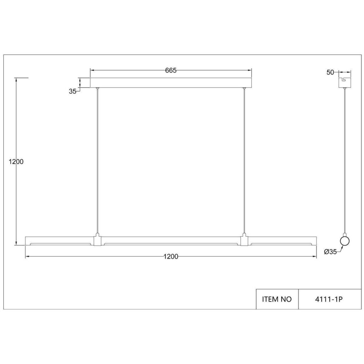 4111-1P, подвесная люстра, L1200xW35xH100/1200, LEDx35W, 2300LM, 4000K, included — изображение 5