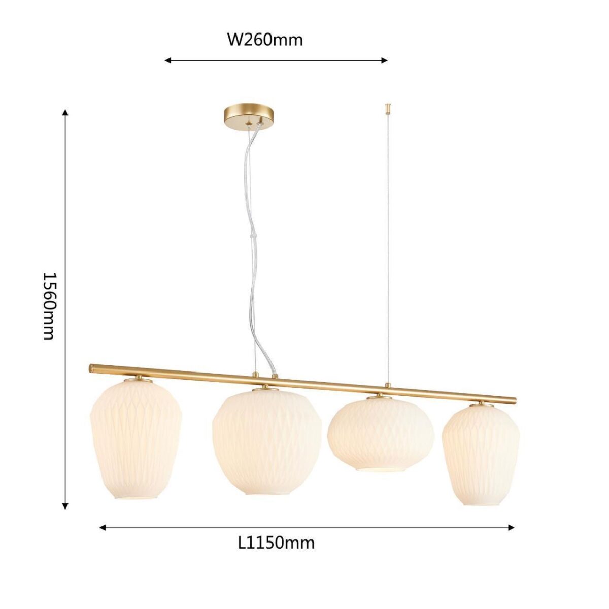 4052-4P, подвесная люстра, L1150xW260xH320/1560, 4xE27x60W, excluded — изображение 3