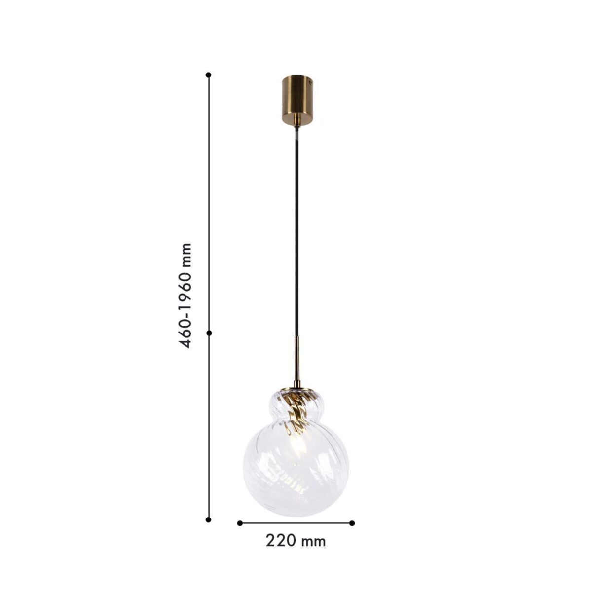 4267-1P, подвес, D220xH460/1960, 1xE14x40W, excluded — изображение 2