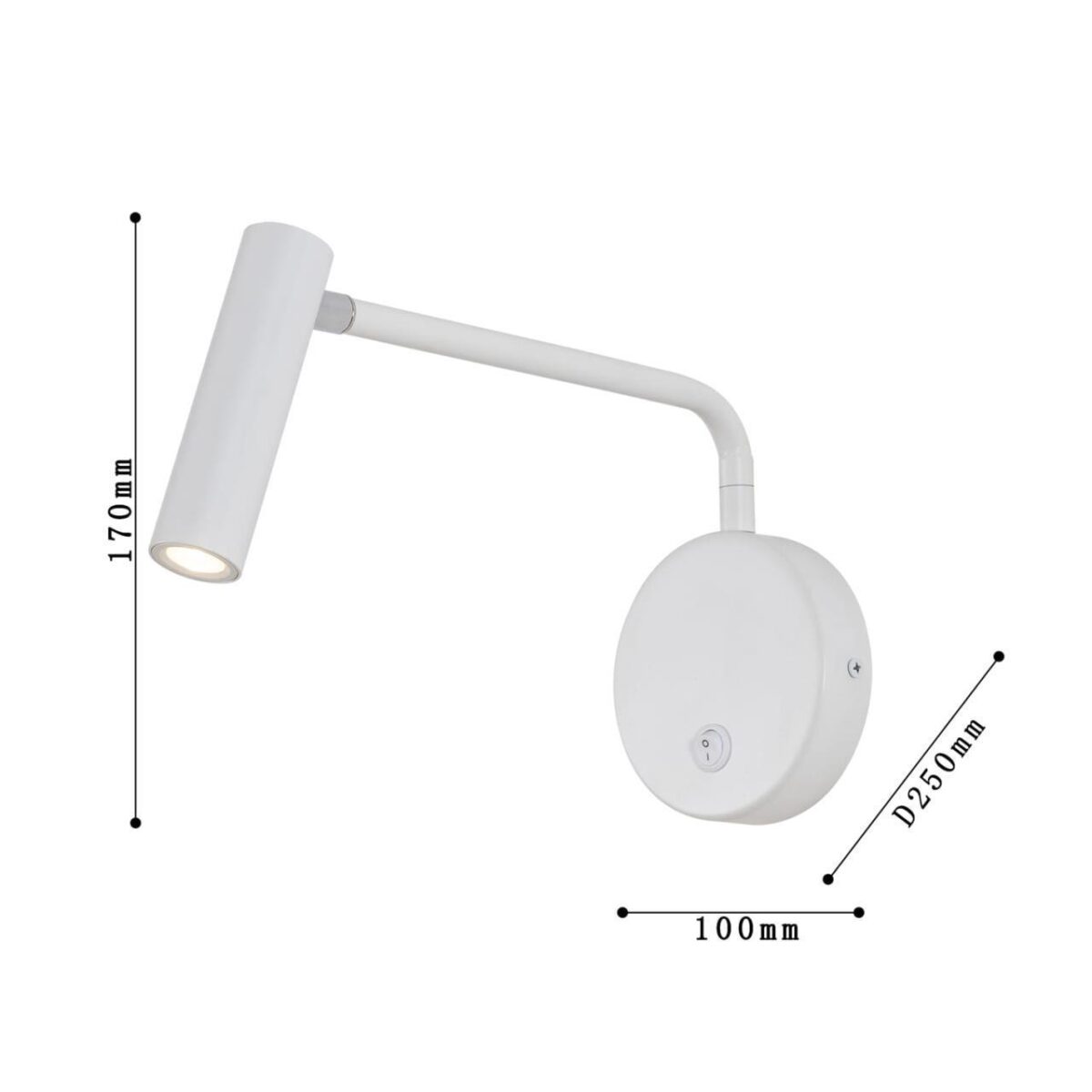 1961-1W, настенный светильник, D120xW60xH100, 1xLEDx3W, 240LM, 3000K, included, switch — изображение 3