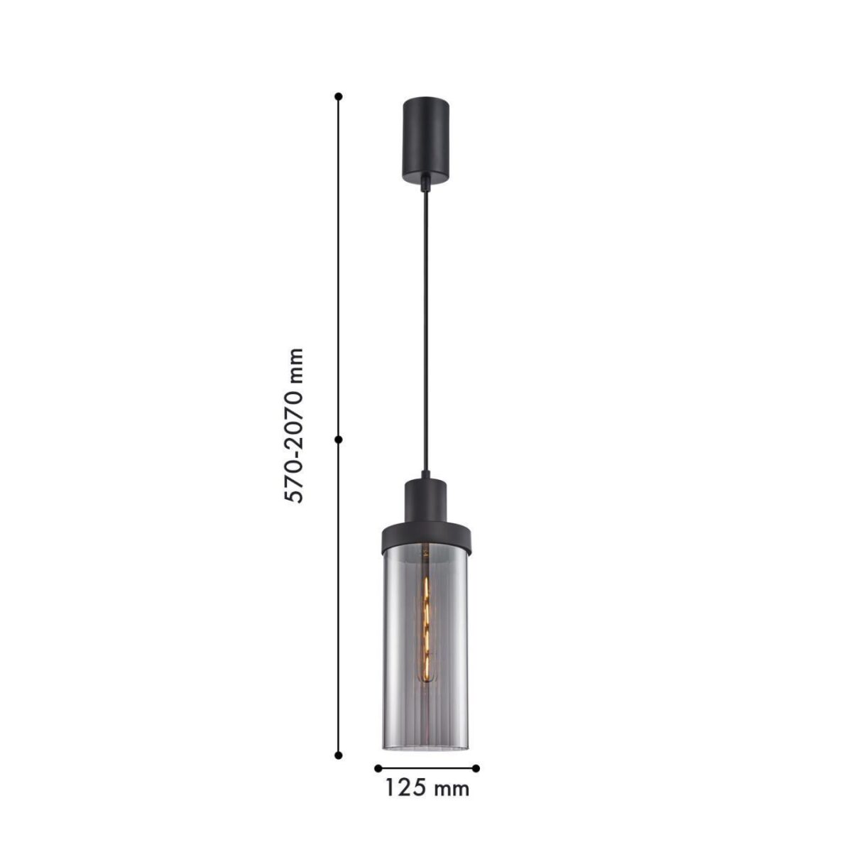 4364-1P, подвес, D125xH570/2070, 1xE27x40W, excluded — изображение 2
