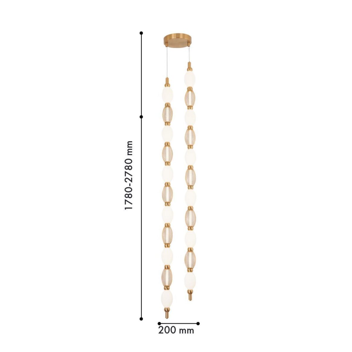 4559-2PC, подвесная/потолочная люстра, D200xH1780/2780 + D640xH890/1775 + D1800xH820/1725, 2xLEDx18W, 1990LM, 4000K, included — изображение 3