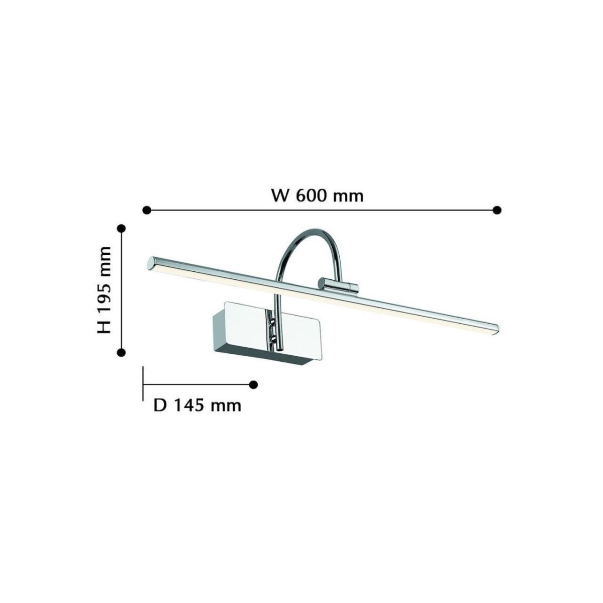 2431-2W, настенный светильник, D170xW605xH195, 1xLEDx11W, 880LM, 4000K, IP44, included — изображение 2