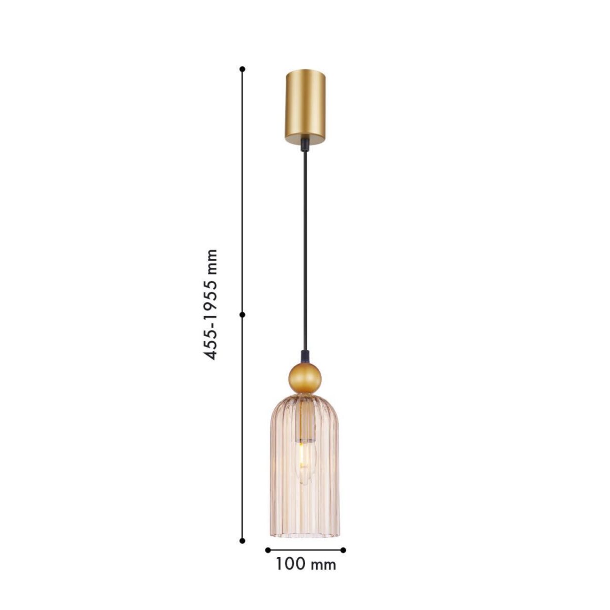 4365-1P, подвес, D100xH455/1955, 1xE14x40W, excluded — изображение 2