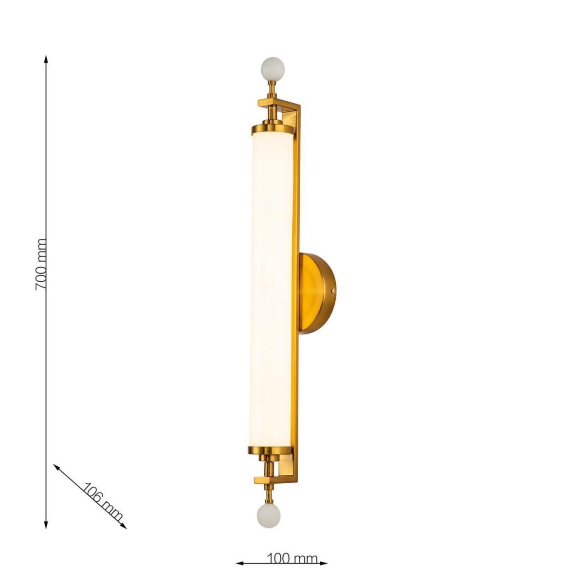 3012-2W, настенный светильник, D105xW100xH700, LEDx38W, 4800LM, 3000K, included — изображение 3