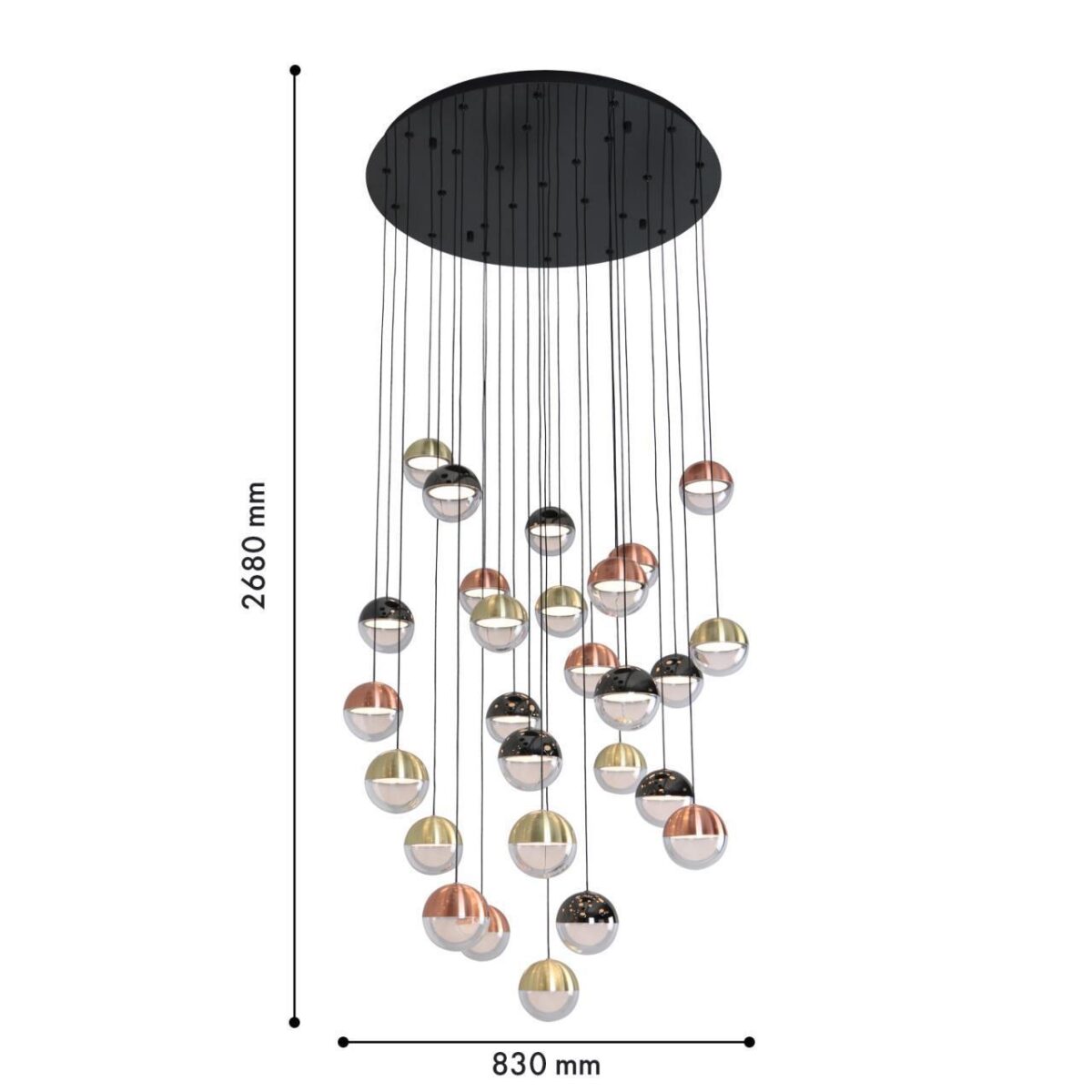4371-27P, подвесная люстра, D830xH2680, 27xLEDx5.4W, 10220LM, 4000K, CRI>90, included — изображение 3