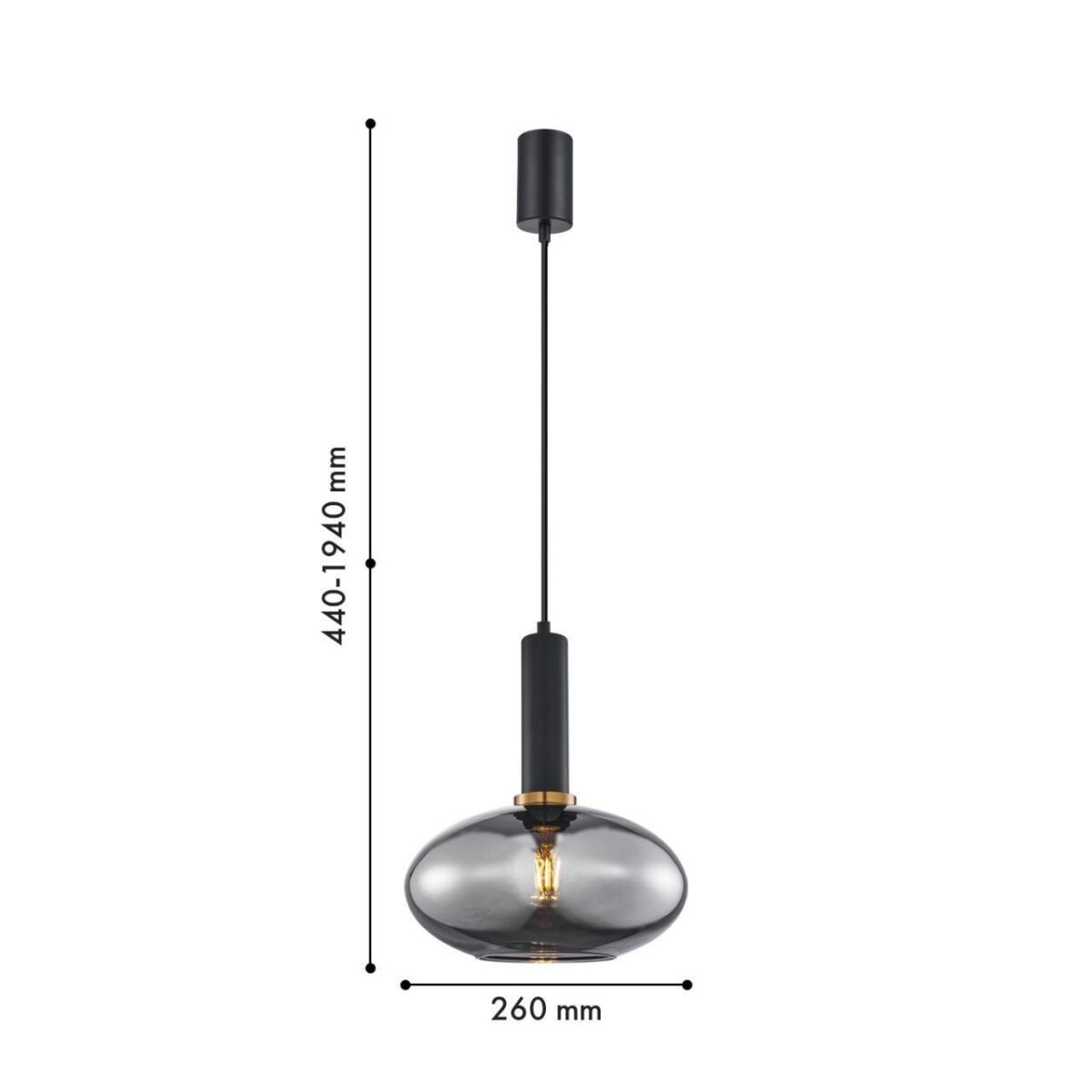 4359-1P, подвес, D260xH440/1940, 1xE27x40W, excluded — изображение 2