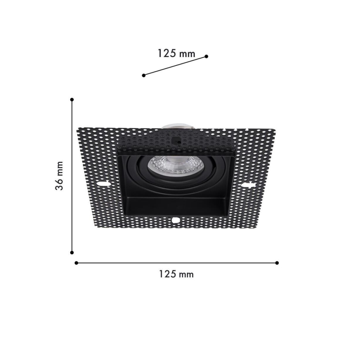 4536-1C, врезной светильник под штукатурку, L125xW125xH36, cutout:L80xW80, 1xGU10x35W, IP20, excluded — изображение 2