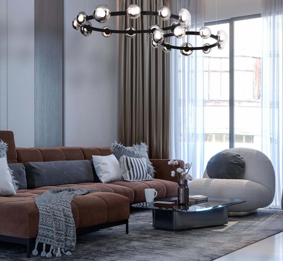 4517-12P, подвесная люстра, D900xH300/1630, 12xLEDx5W, 4800LM, 4000K, included — изображение 3