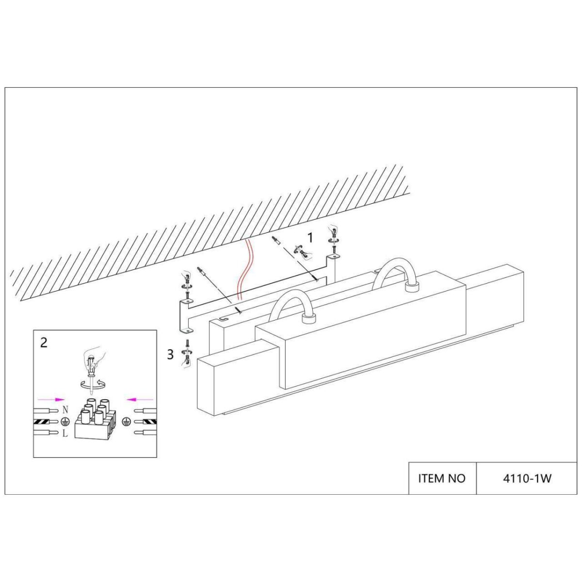 4110-1W, настенный светильник, D180xW600xH165, LEDx18W, 500LM, 4000K, included — изображение 6