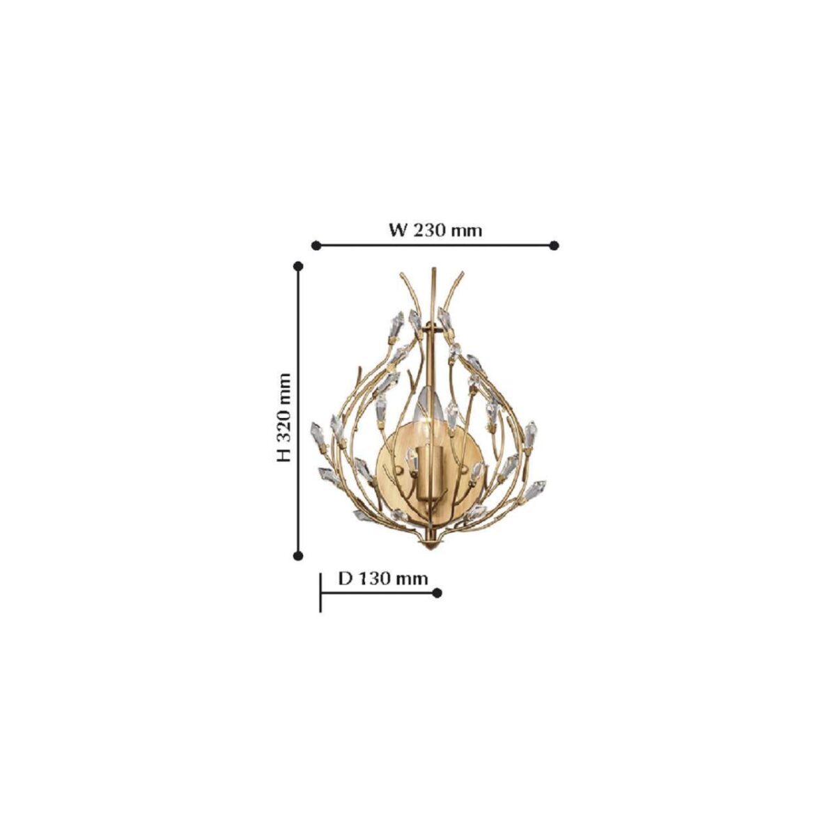 2020-1W, настенный светильник, D130xW230xH320, 1xE14x40W, excluded — изображение 2