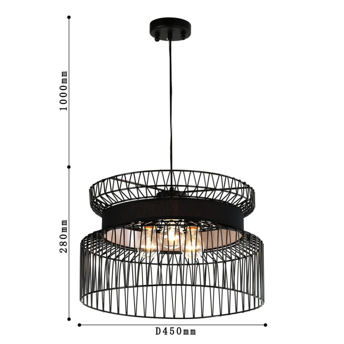 2363-2P, подвес, D450xH280/1280, 3xE27x40W, excluded — изображение 3