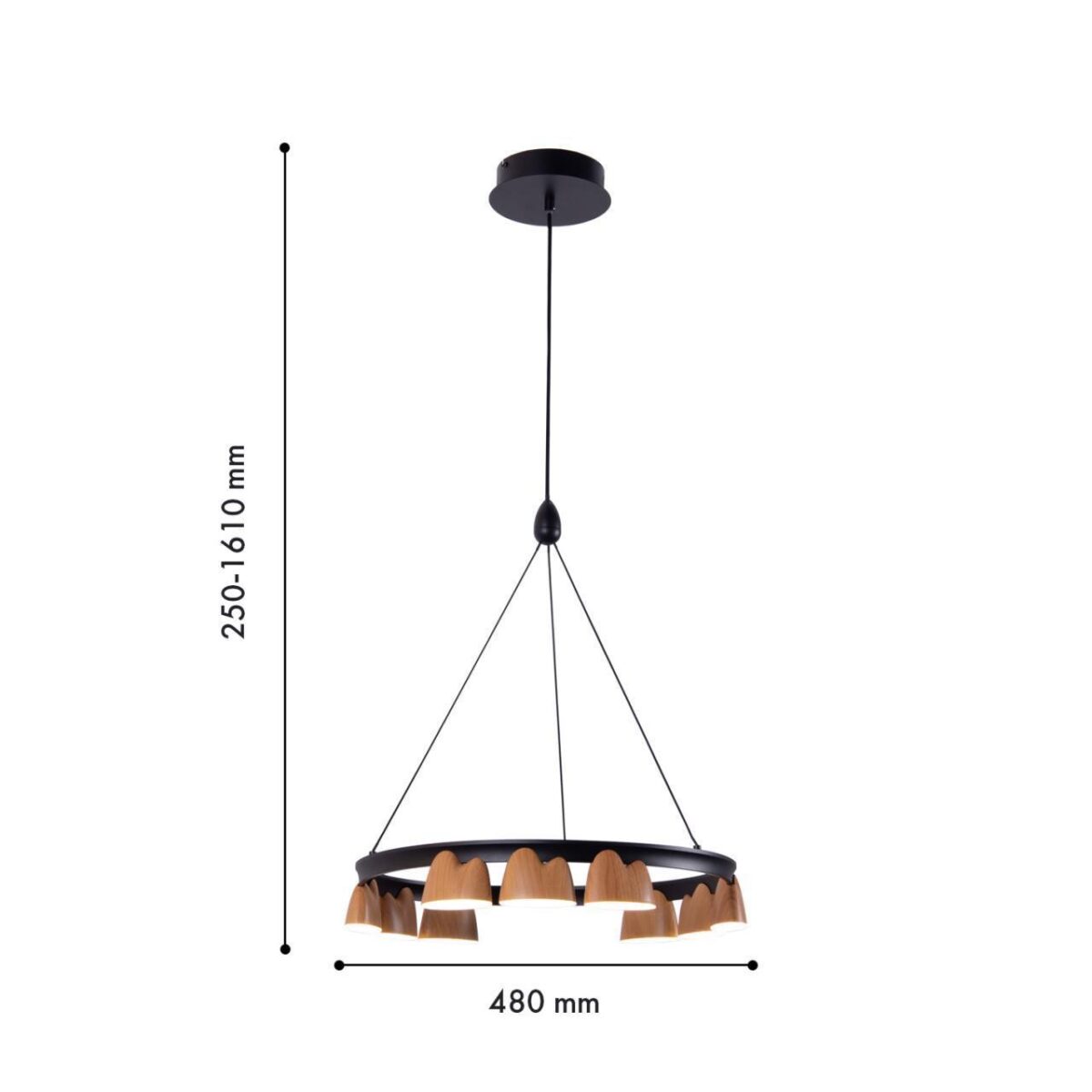 4266-9P, подвесная люстра, D480xH250/1610, LEDx40W, 1720LM, 4000K, included — изображение 3