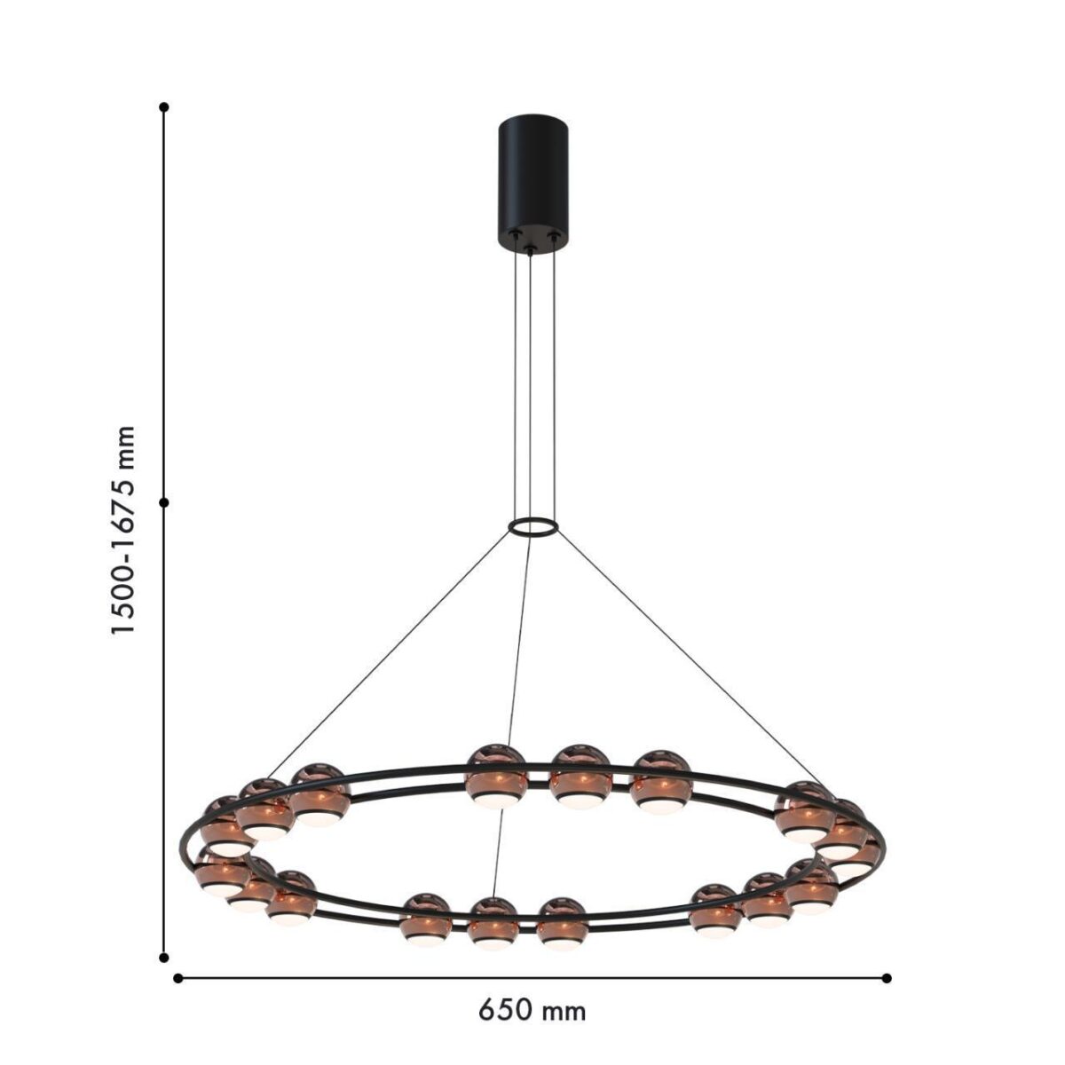 4561-18P, подвесная люстра, D650xH1500/1675, 18xLEDx4W, 4320LM, 4000K, included — изображение 2