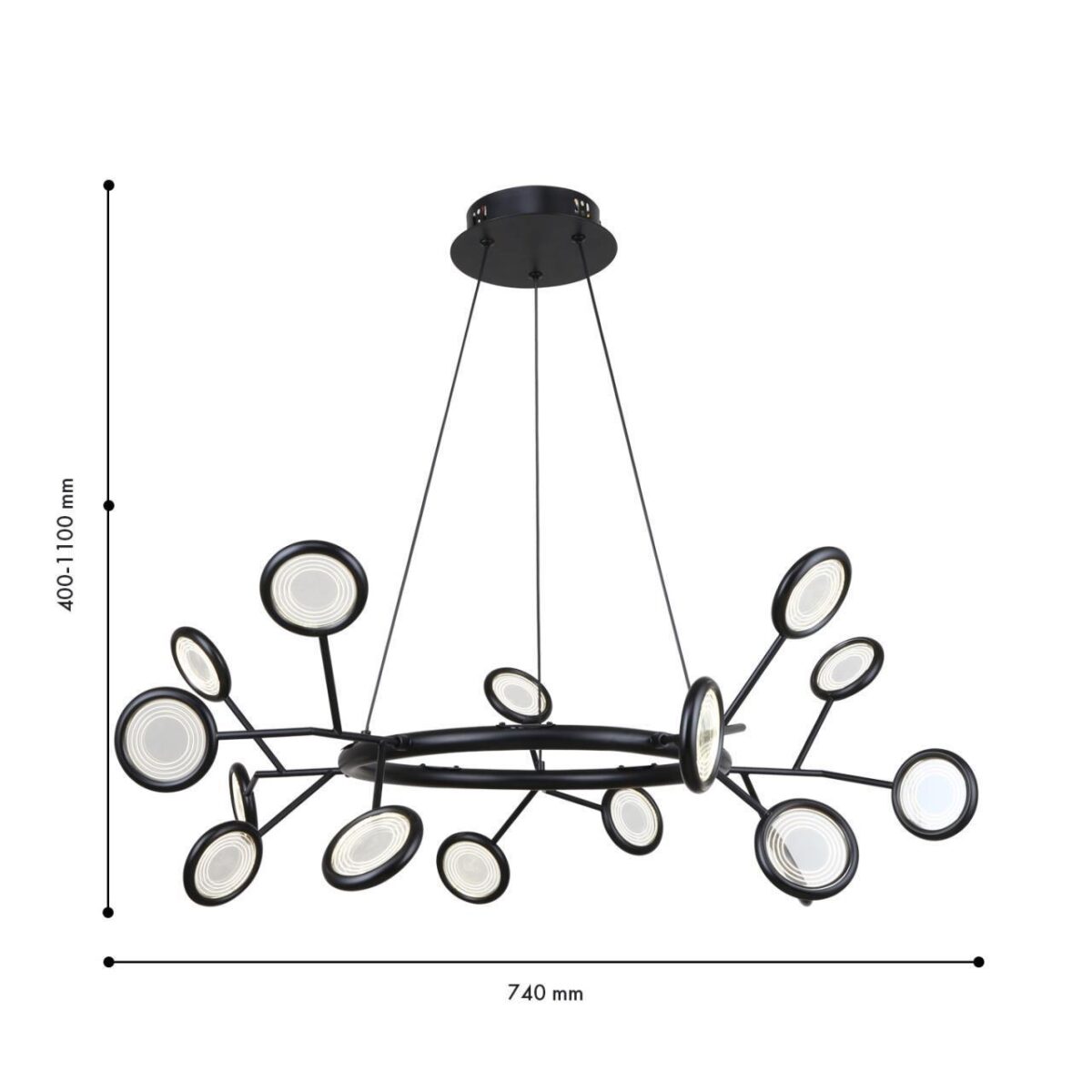 4252-15P, подвесная люстра, D740xH400/1100, 15xLEDx3W, 3825LM, 4000K, included — изображение 3