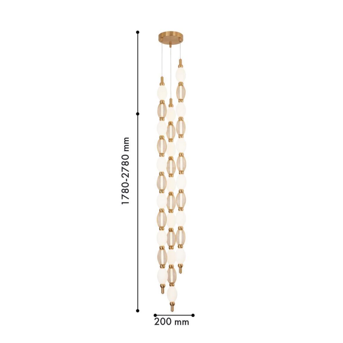 4559-3PC, подвесная/потолочная люстра, D200xH1780/2780 + D650xH890/1775 + D1980xH820/1725, 3xLEDx18W, 2910LM, 4000K, included — изображение 3