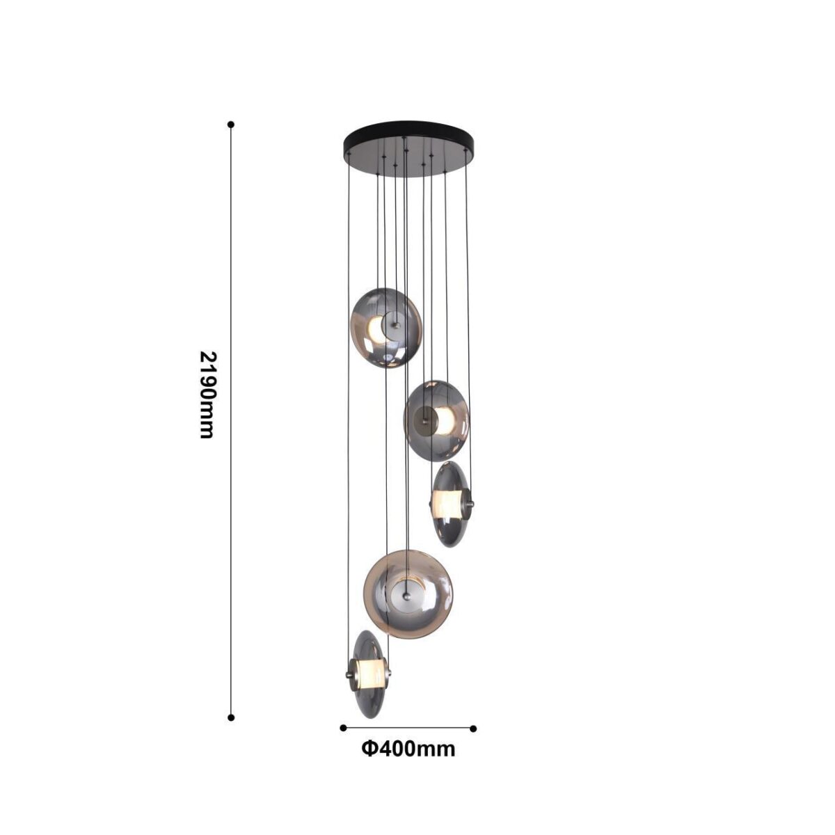 4373-5P, подвесная люстра, D400xH2190, 5xLEDx7.2W, 2520LM, 4000K, CRI>90, included — изображение 3