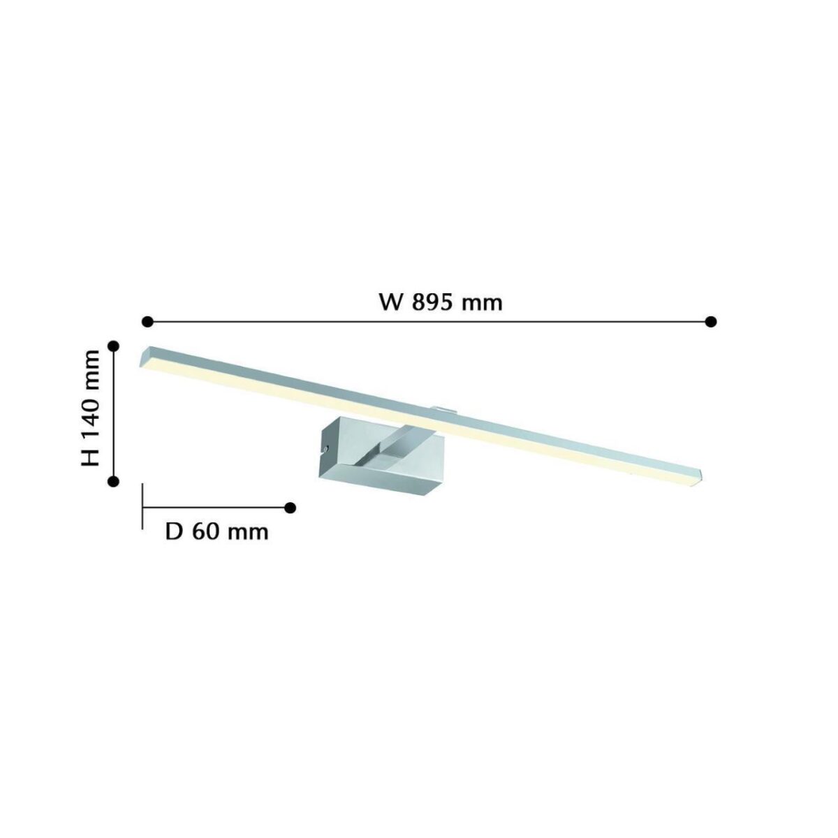 2433-3W, настенный светильник, D140xW880xH60, 1xLEDx16W, 1280LM, 4000K, IP44, included — изображение 3